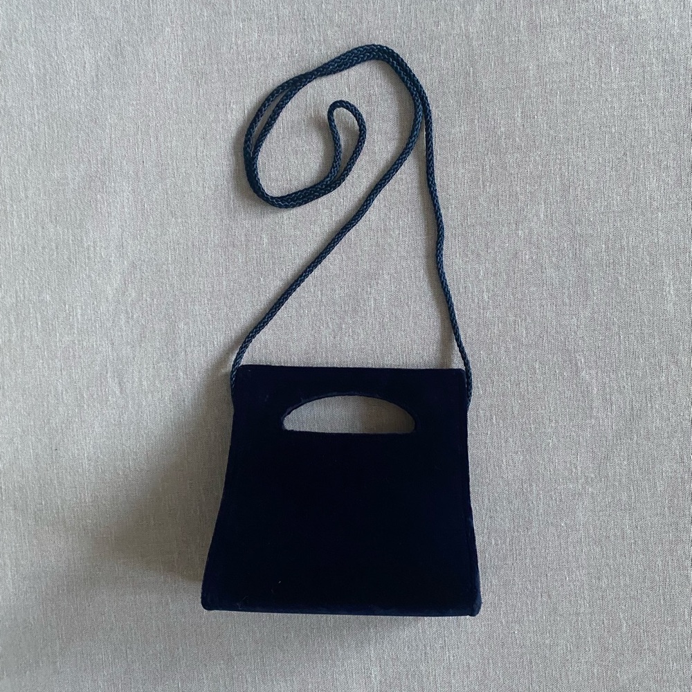 Indeed vintage 90s blue velvet box crossbody purse.